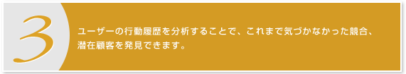 3.ユーザーの行動履歴を分析することで、これまで気づかなかった競合、潜在顧客を発見できます。